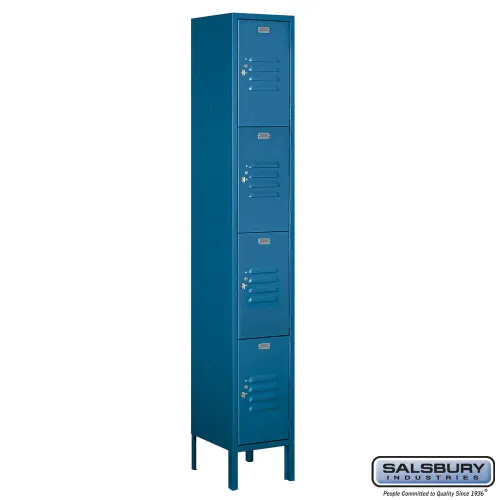 BBB25003401 Salsbury Industries 64162bl-a Standard Metal Locker - Four Tier - 1 Wide - 6 Feet High - 12 Inches Deep - Blue - Assembled