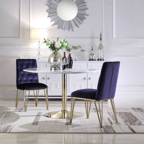 BBB24065572 Chic Home Freya Velvet Upholstered Dining Chair,Set of 2 - Navy
