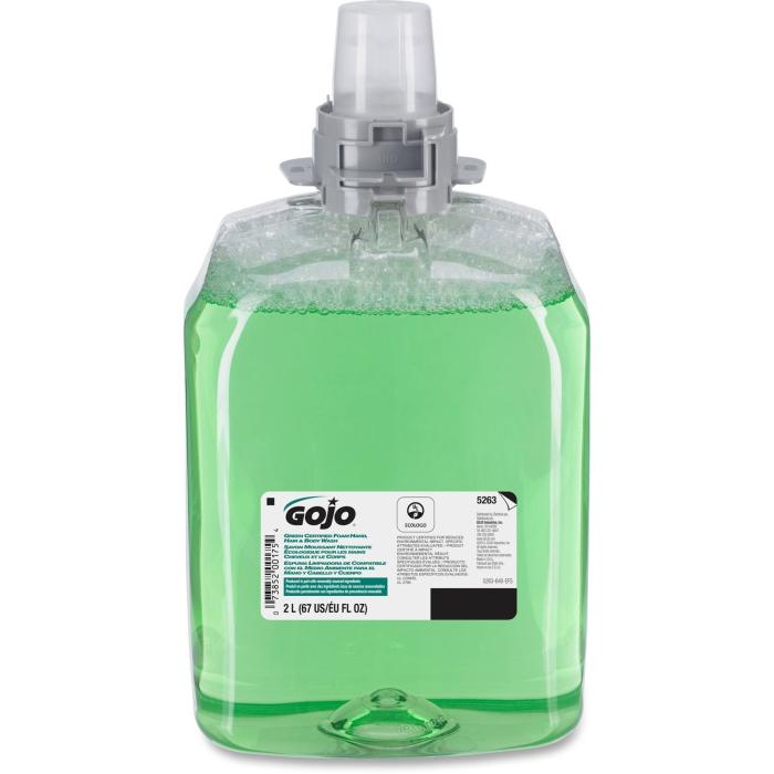 BBB25017251 Gojo 5263-02 2000ml Green Certified Foam Hand, Hair & Body Wash Refill