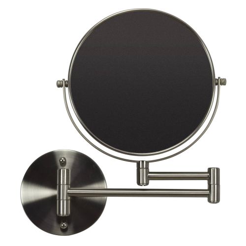 BBB26328723 American Imaginations 19.56-in. W Round Brass-Mirror Wall Mount Magnifying Mirror in Brushed Nickel Color