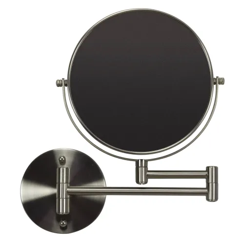 BBB26328723 American Imaginations 19.56-in. W Round Brass-Mirror Wall Mount Magnifying Mirror in Brushed Nickel Color
