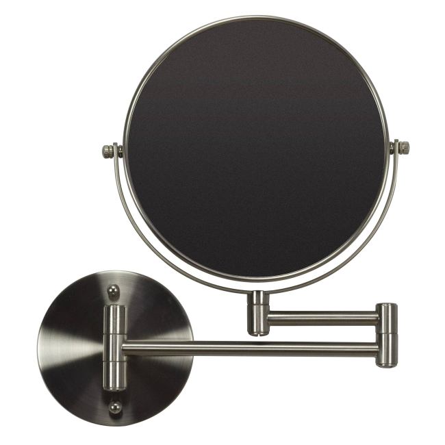 BBB26328723 American Imaginations 19.56-in. W Round Brass-Mirror Wall Mount Magnifying Mirror in Brushed Nickel Color