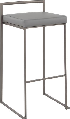 BBB18898561 LumiSource Fuji Stackable Barstool Set of 2 - Grey