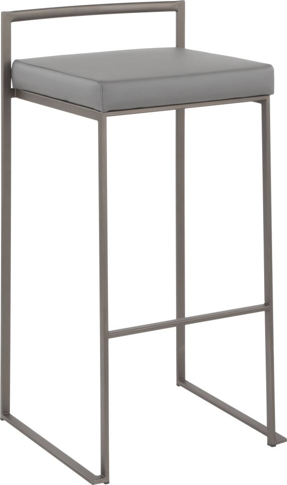 BBB18898561 LumiSource Fuji Stackable Barstool Set of 2 - Grey