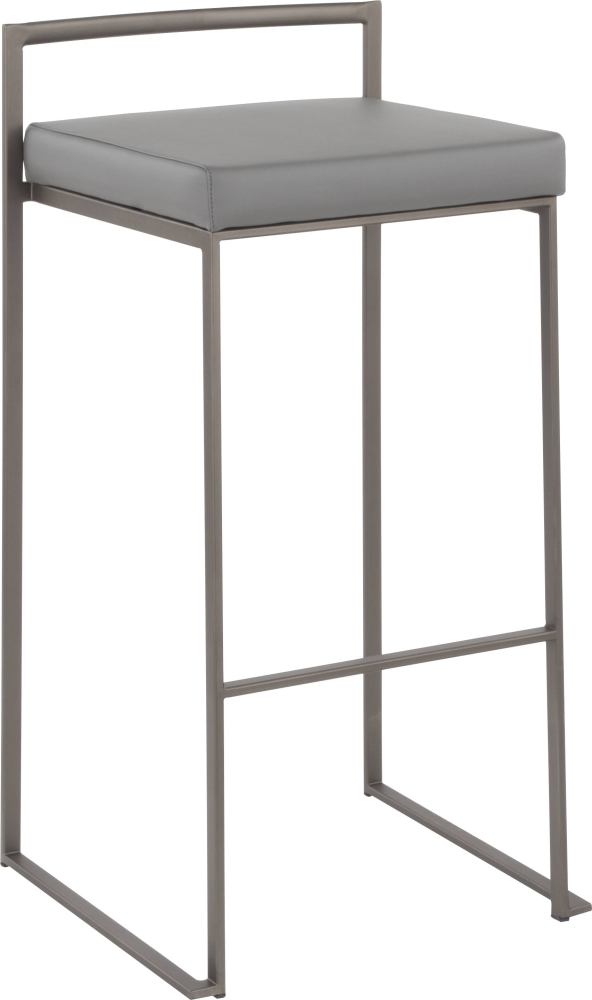 BBB18898561 LumiSource Fuji Stackable Barstool Set of 2 - Grey