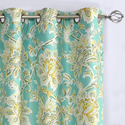 BBB15806191 Zebrowski Energy Saving Floral Blackout Thermal Outdoor Grommet Curtain Panels Canora Grey Curtain Color: Green