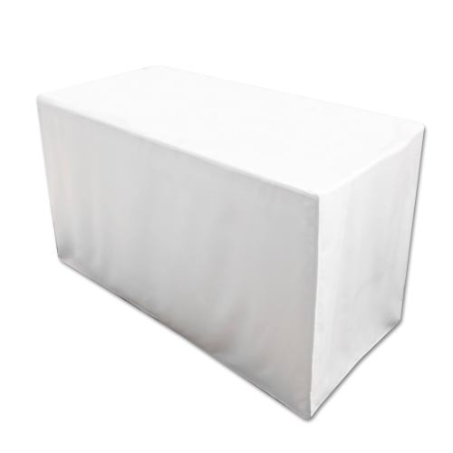BBB25024854 Folding Table Cover, Fitted Tablecloth for 6-Foot Folding Table, White