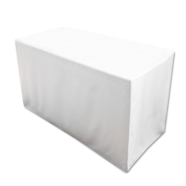 BBB25024854 Folding Table Cover, Fitted Tablecloth for 6-Foot Folding Table, White