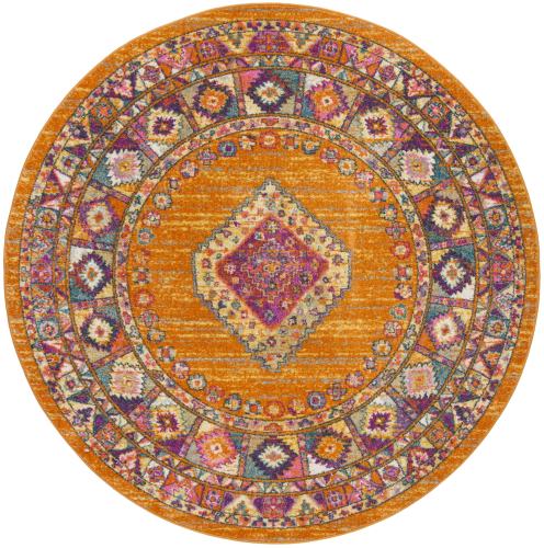 BBB19101628 Safavieh Madison MAD133D 6'7inch x 6'7inch Round Orange / Fuchsia Area Rug