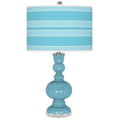 BBB19121586 Color + Plus Nautilus Bold Stripe Apothecary Table Lamp, Blue 53M72