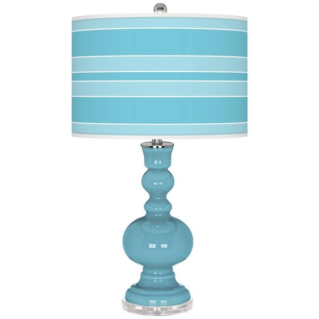 BBB19121586 Color + Plus Nautilus Bold Stripe Apothecary Table Lamp, Blue 53M72