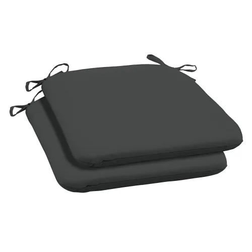 BBB22653643 Arden Selections Slate Canvas 18 x 19 in. Outdoor Seat Pad, Set of 2, Gray