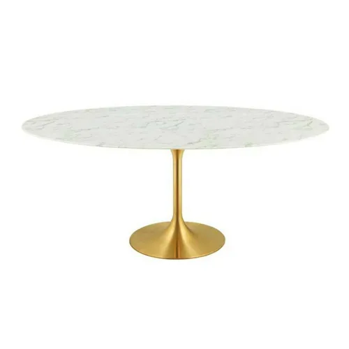 BBB20019540 Modway Lippa 78inch Oval Artificial Marble Dining Table - Gold White