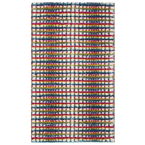 BBB19409795 Safavieh FSG362A Fiesta Shag Cream / Multi Area Rug - 3' x 5'