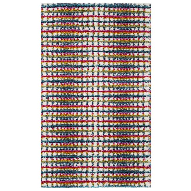 BBB19409795 Safavieh FSG362A Fiesta Shag Cream / Multi Area Rug - 3' x 5'