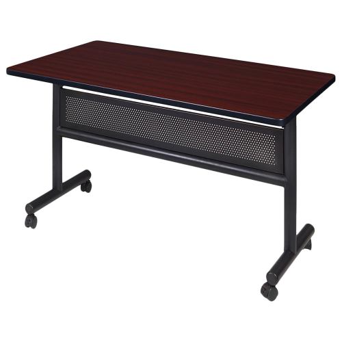 BBB23040576 Kobe 48inch x 30inch Flip Top Mobile Training Table with Modesty- Mahogany