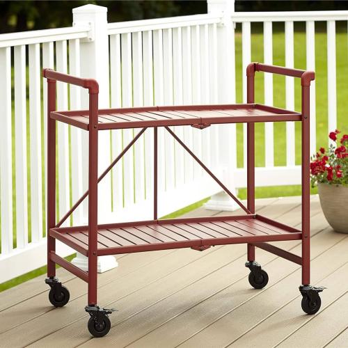 BBB23714273 Cosco Indoor - Outdoor Folding Serving Cart - Ruby Red