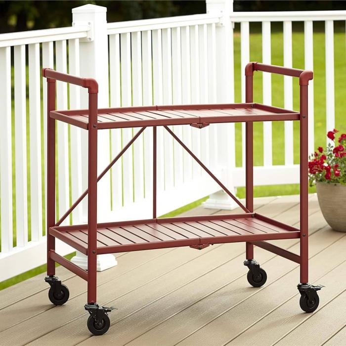 BBB23714273 Cosco Indoor - Outdoor Folding Serving Cart - Ruby Red