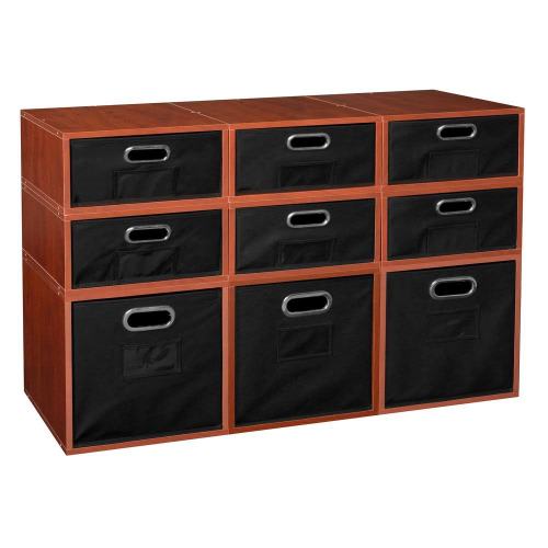 BBB23025532 Niche Cubo Storage Set- 3 Full/6 Half w/ Foldable Storage Bins- Cherry/Black