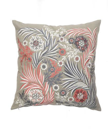BBB24660138 LR Home Floral Gray / Multi-Color 20 in. x 20 in. Garden Cozy Cotton Throw Pillow, Size: 20 inch x 20 inch