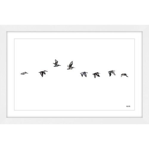 BBB24513519 Marmont Hill The Squadron by Rachel Byler Framed Painting Print, White
