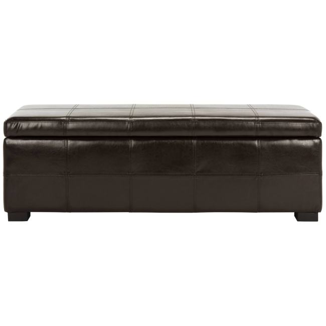BBB23269893 Safavieh Hudson Leather Madison Large Storage Ottoman, Brown