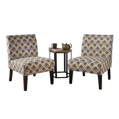 BBB24910876 Christopher Knight Home Saloon Fabric Print Accent Chair, Yellow/Grey - 2 count