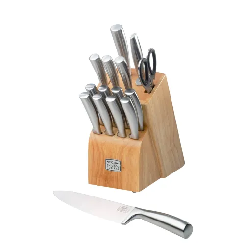 BBB26462786 Chicago Cutlery Elston 16 Piece Knife Block Set, Silver