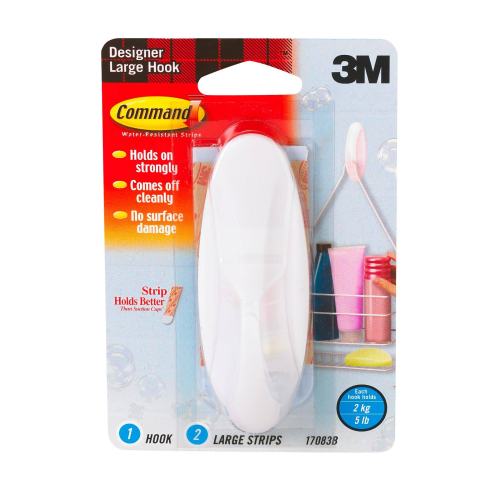 BBB25378937 Command Designer 1 Plastic Hook and 2 Water-Resistant Strips Set