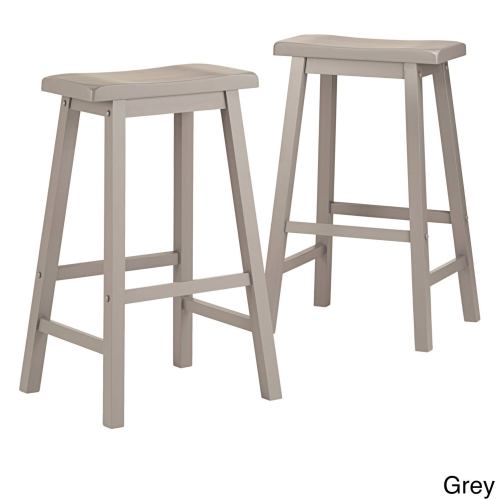 BBB22471578 Salvador Saddle 29-inch Counter Height Backless Stools (Set of 2) by Inspire Q Bold - Grey