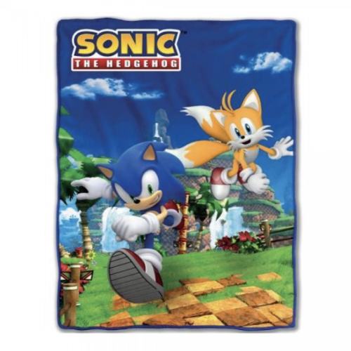 BBB25119865 Sonic 811479 45 x 60 in. The Hedgehog & Tails Fleece Blanket