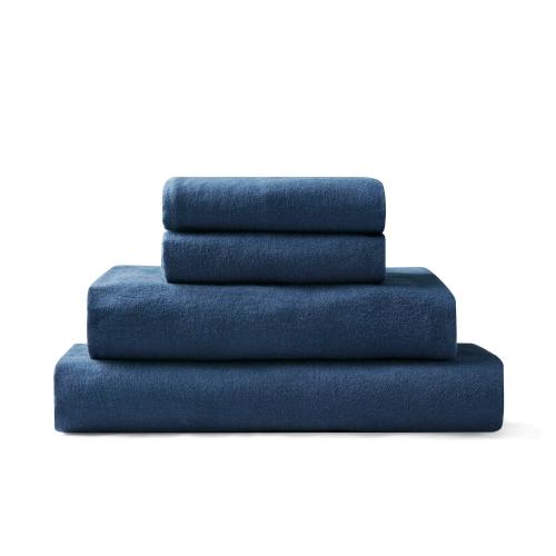 BBB19318956 Brielle Home 100% Cotton Flannel Sheet Set California King / True Navy