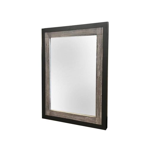 BBB17443433 28inch Iron Framed Rustic Fir Mirror in Grey-Driftwood Finish (28inch X36inch )