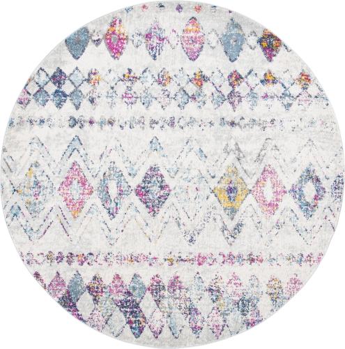 BBB19104586 Safavieh Madison Hannah Geometric Area Rug, 6'7 inch x 6'7 inch Round, Grey/Purple