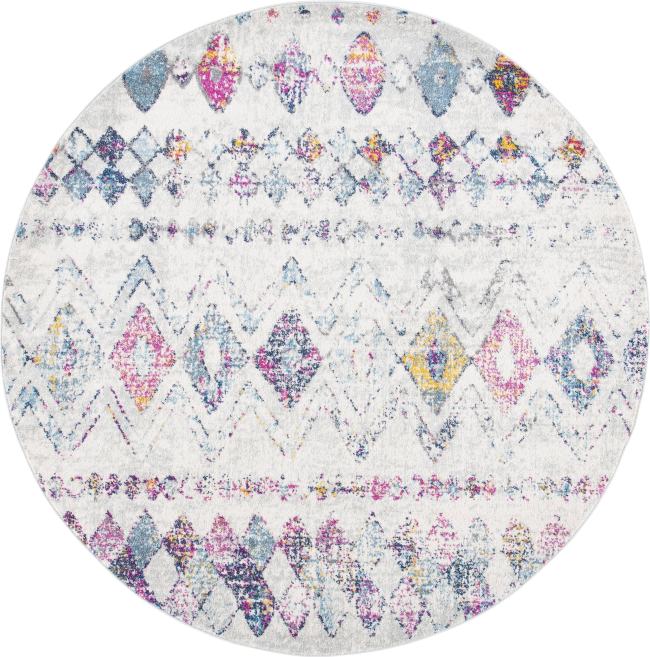 BBB19104586 Safavieh Madison Hannah Geometric Area Rug, 6'7 inch x 6'7 inch Round, Grey/Purple