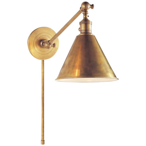 BBB28058310 Visual Comfort Lighting E.F. Chapman Boston 1 Light Task Wall Light, Hand-Rubbed Antique Brass