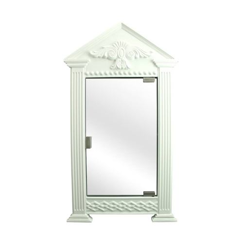 BBB18054329 Renovators Supply White Urethane Corner Medicine Cabinet, Premium Mirror, Ready to Paint Wall Mount Medicine Cabinet