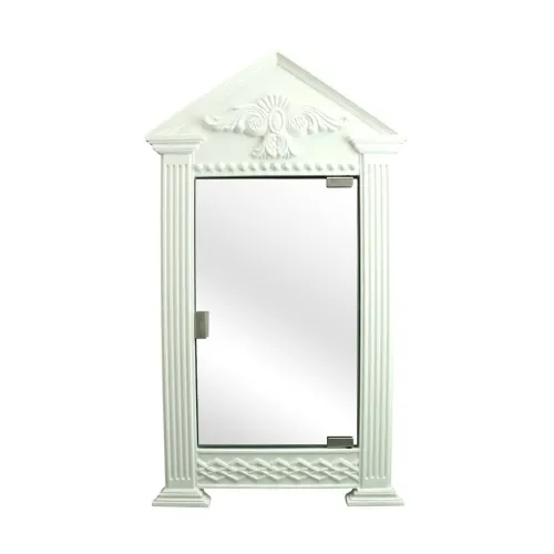 BBB18054329 Renovators Supply White Urethane Corner Medicine Cabinet, Premium Mirror, Ready to Paint Wall Mount Medicine Cabinet