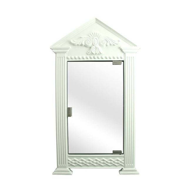 BBB18054329 Renovators Supply White Urethane Corner Medicine Cabinet, Premium Mirror, Ready to Paint Wall Mount Medicine Cabinet