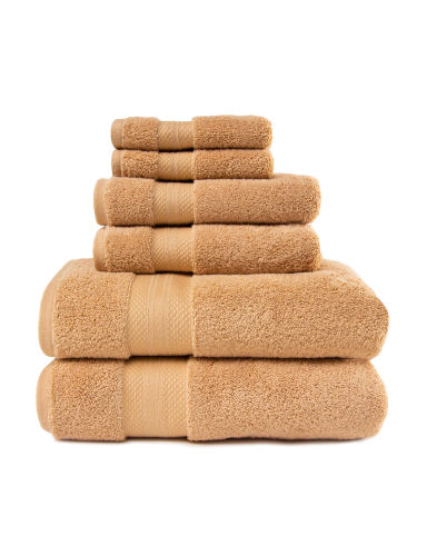 BBB19400694 Superior 6 Piece Turkish Cotton Towel Set Hazelnut