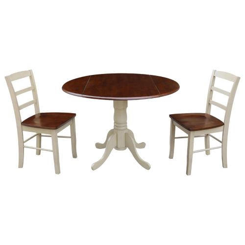 BBB24726299 International Concepts 42inch Dual Drop Leaf Table with 2 Madrid Chairs