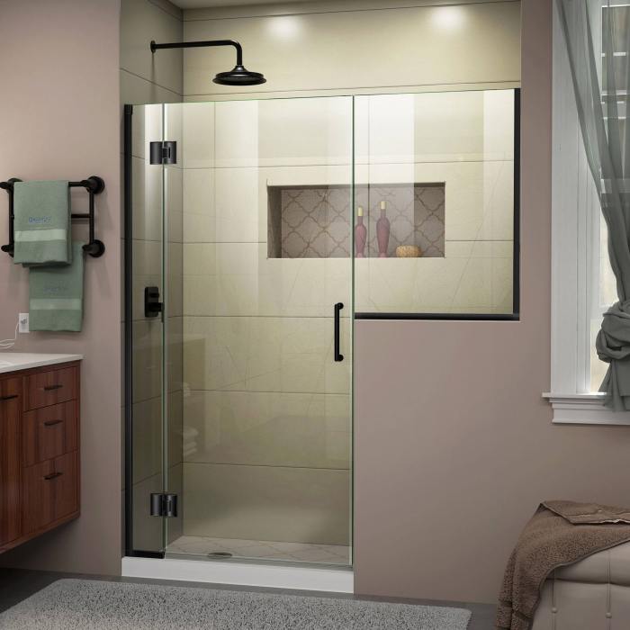 BBB20072002 DreamLine D1293636-09 Unidoor-X 71-71 1/2 in. W x 72 in. H Frameless Hinged Shower Door Satin Black
