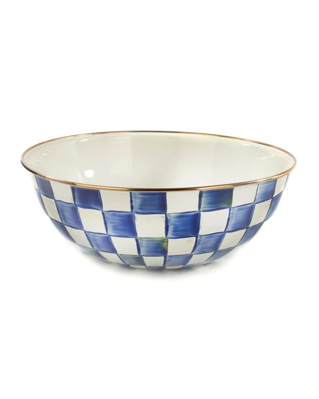 BBB23611999 MacKenzie-Childs Royal Check Everyday Extra Large Bowl, Blue/White