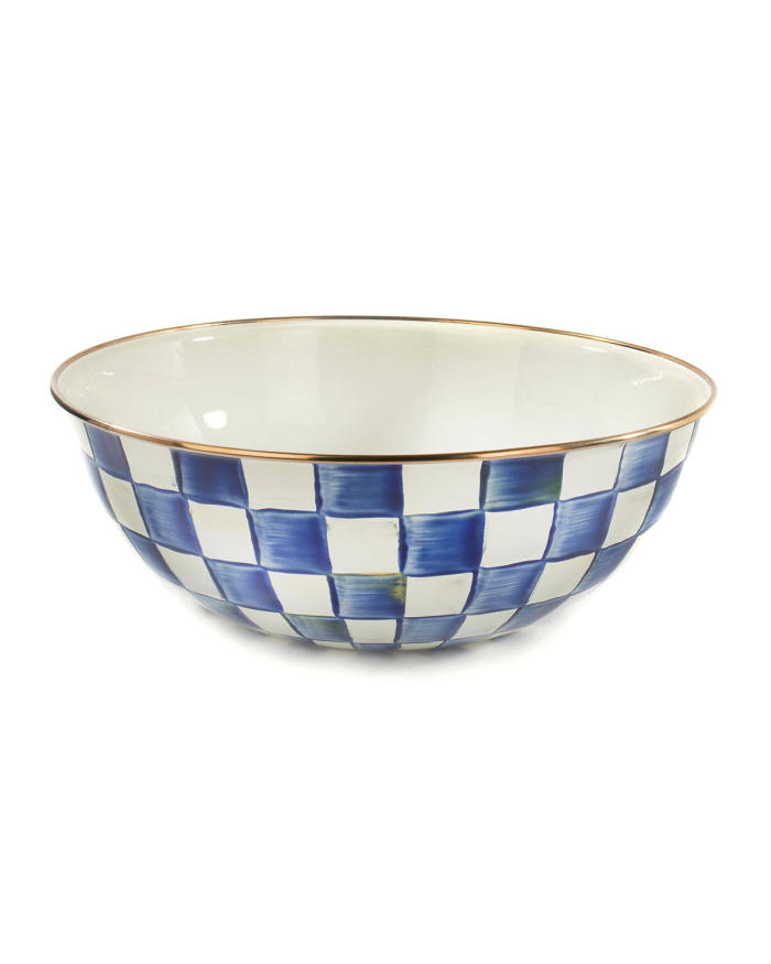 BBB23611999 MacKenzie-Childs Royal Check Everyday Extra Large Bowl, Blue/White
