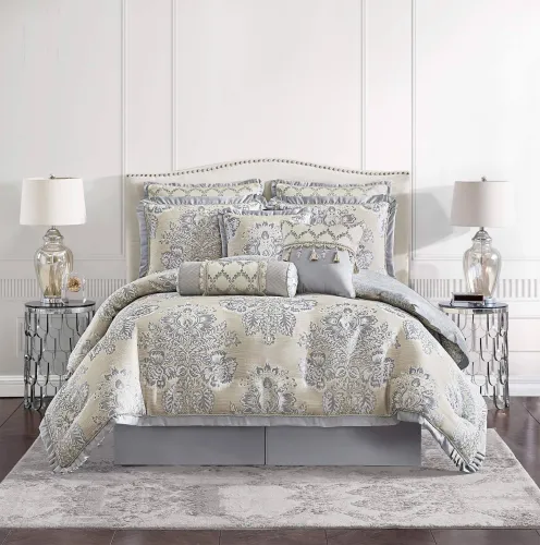 BBB22013021 Croscill Loretta Linen 4-Piece Comforter Set, Queen