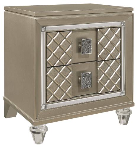 BBB22190524 Loudon Champagne Metallic Wood Youth Nightstand by Homelegance