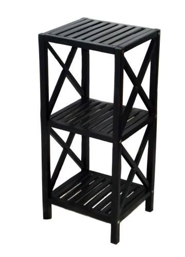 BBB22142872 Bamboo54 5849black 3 Tier Bamboo Rack Square Bamboo Black