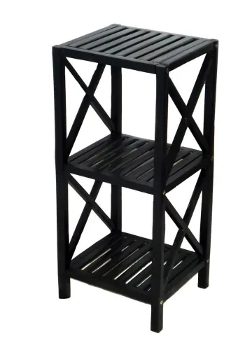 BBB22142872 Bamboo54 5849black 3 Tier Bamboo Rack Square Bamboo Black