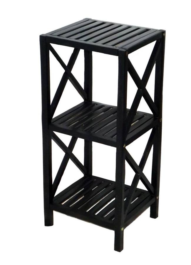 BBB22142872 Bamboo54 5849black 3 Tier Bamboo Rack Square Bamboo Black