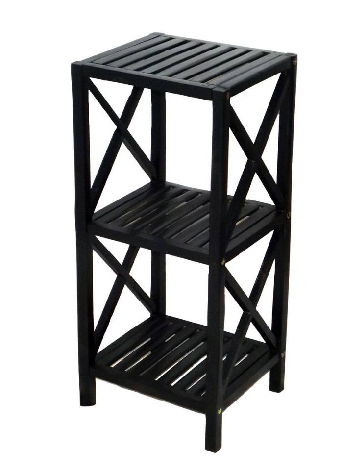 BBB22142872 Bamboo54 5849black 3 Tier Bamboo Rack Square Bamboo Black